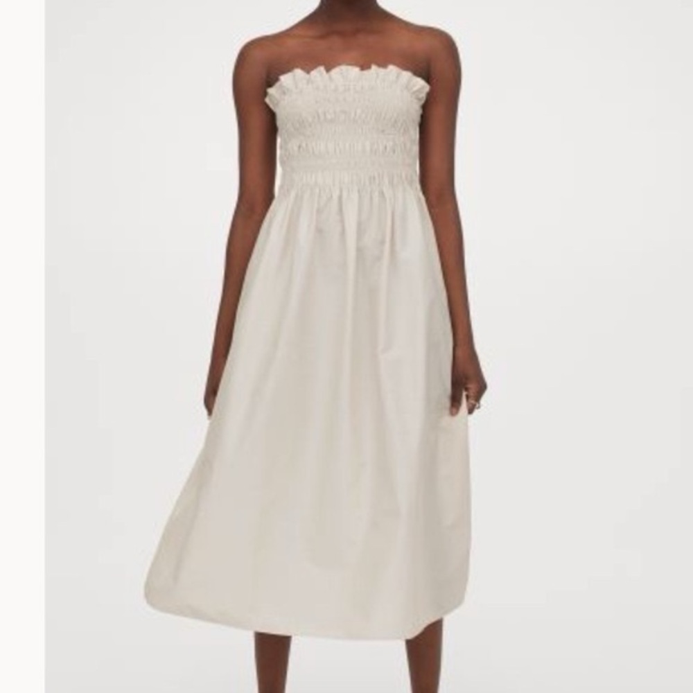 H&M Beige Strapless Maxi Dress